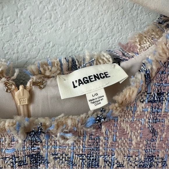 NWT L'Agence Florian Florian Tweed
Shift Mini Dress SZ L - Picture 5 of 9